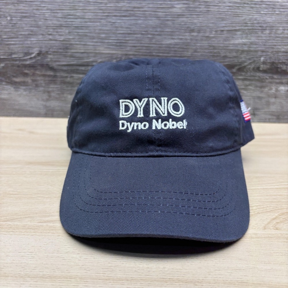 Dyno Nobel Hat Cap Strap Back Mens One Size Navy Blue Embroidered Flag Patch